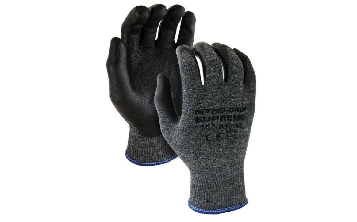 WORKHORSE® Nitro Grip Nylon Knit Glove, Grey, Extra Large, 1/Pair
