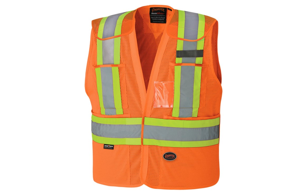 PIONEER HI VIZ MESH 5PT TEAR AWAY VEST, ORANGE | Bunzl Safety